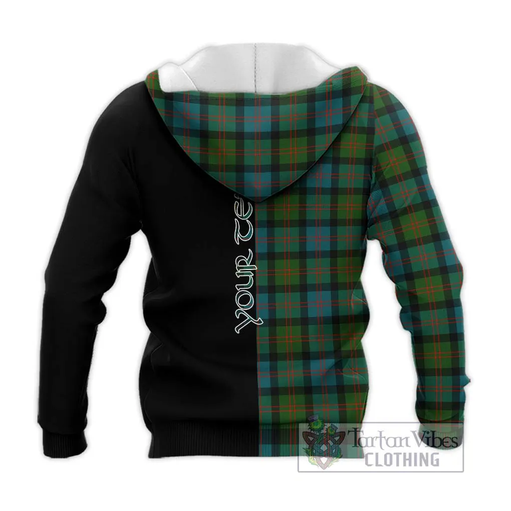 Blair Ancient Tartan Knitted Hoodie with Family Crest and Half Of Me Style