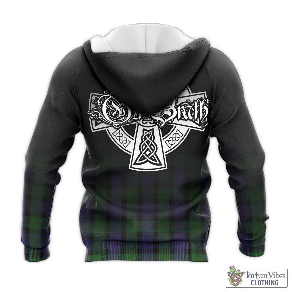 Blair Tartan Knitted Hoodie Featuring Alba Gu Brath Family Crest Celtic Inspired