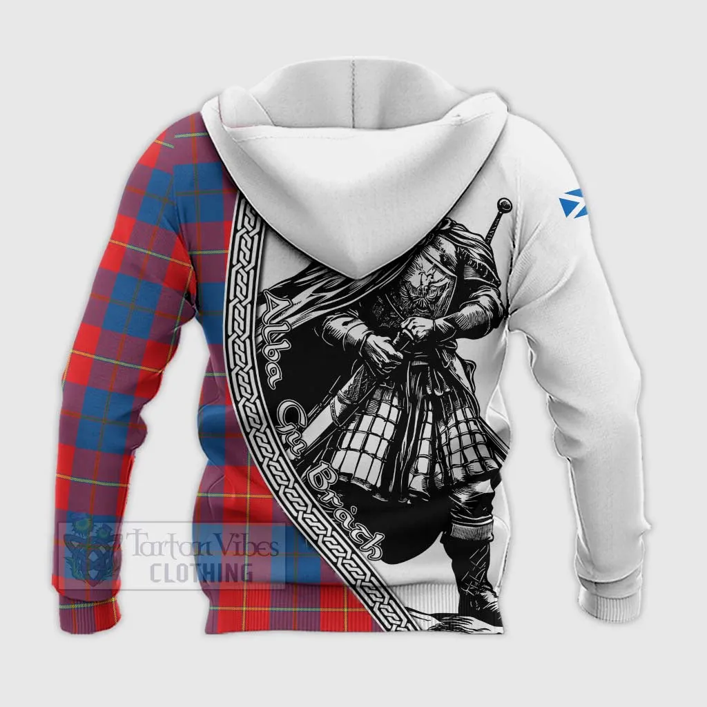 Blane Tartan Clan Crest Knitted Hoodie with Highlander Warrior Celtic Style