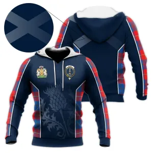 Blane Tartan Knitted Hoodie with Family Crest and Scottish Thistle Vibes Sport Style