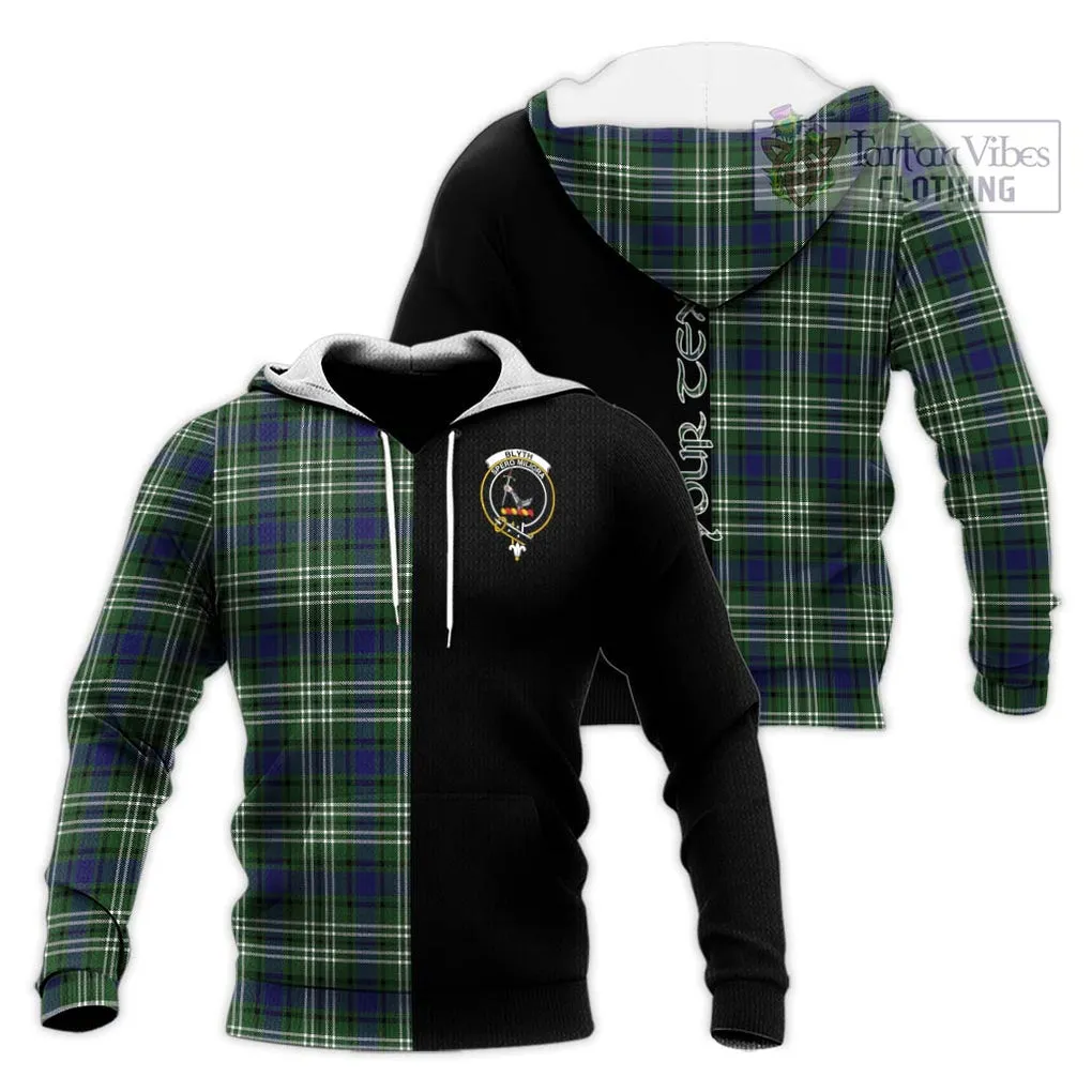 Blyth Tartan Knitted Hoodie with Family Crest and Half Of Me Style