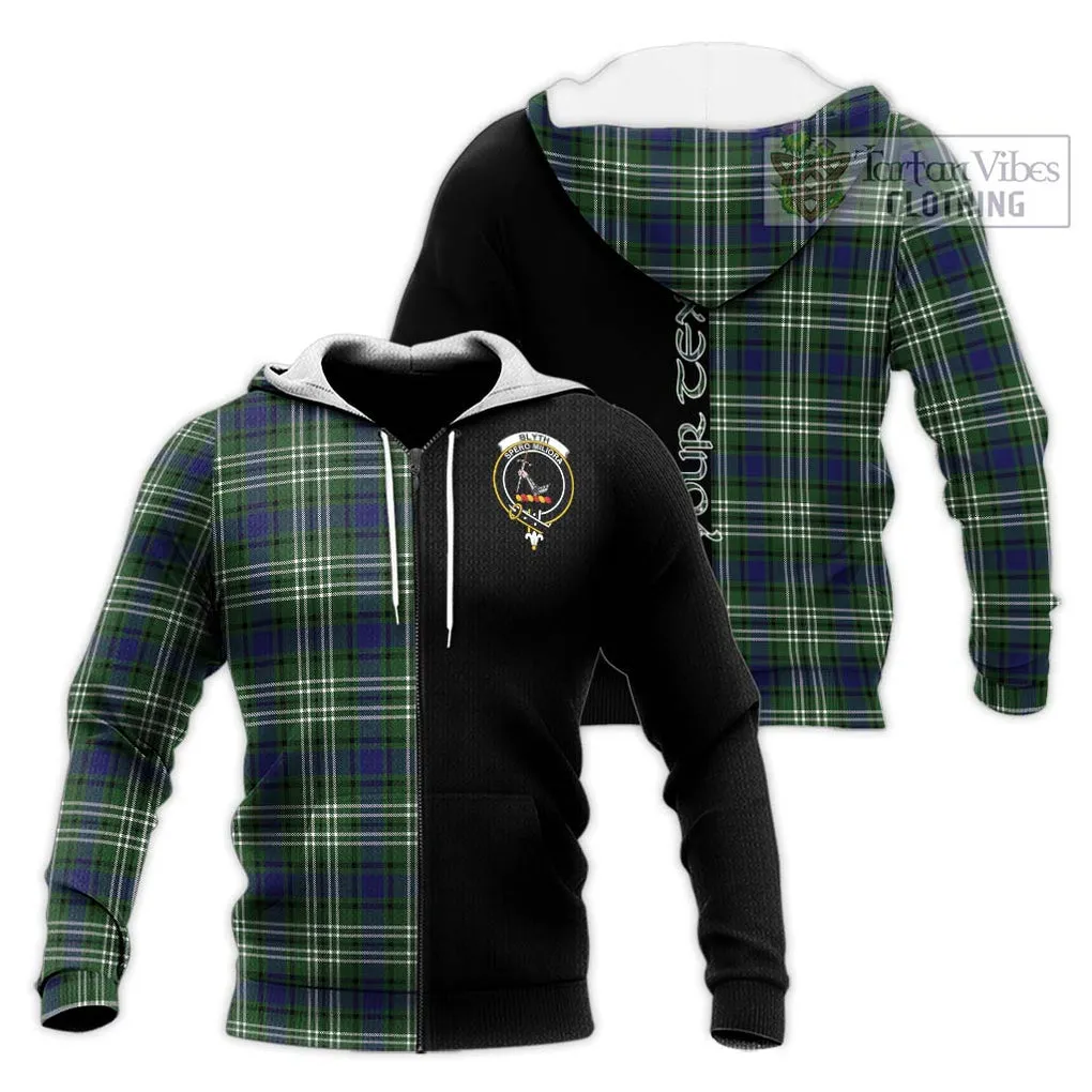 Blyth Tartan Knitted Hoodie with Family Crest and Half Of Me Style