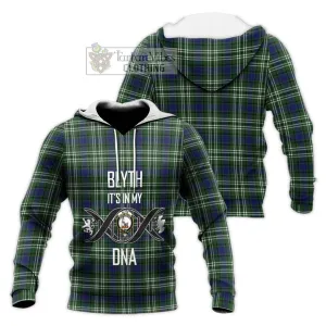 Blyth Tartan Knitted Hoodie with Family Crest DNA In Me Style