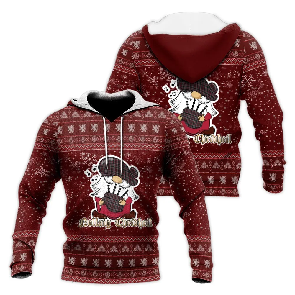 Borthwick Clan Christmas Knitted Hoodie with Funny Gnome Playing Bagpipes