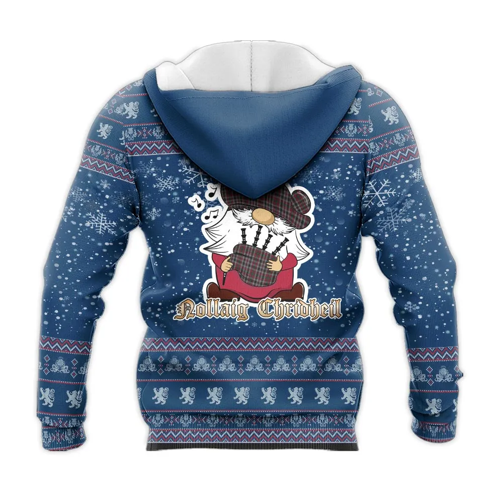 Borthwick Clan Christmas Knitted Hoodie with Funny Gnome Playing Bagpipes