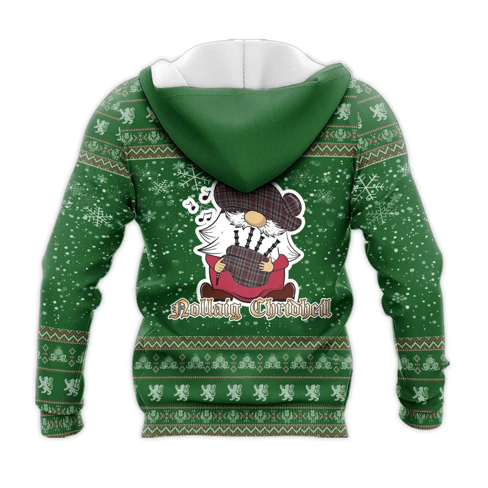 Borthwick Clan Christmas Knitted Hoodie with Funny Gnome Playing Bagpipes