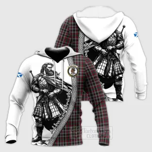 Borthwick Tartan Clan Crest Knitted Hoodie with Highlander Warrior Celtic Style