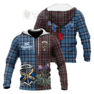 Borthwick Tartan Knitted Hoodie Happy St. Andrew's Day Half Tartan Style