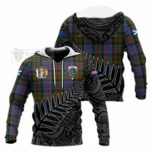 Bowie Crest Tartan Knitted Hoodie with New Zealand Silver Fern Half Style