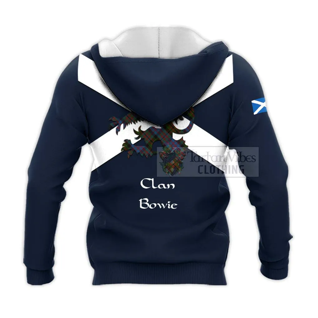 Bowie Tartan Lion Rampant Knitted Hoodie Proudly Display Your Heritage with Alba Gu Brath and Clan Name