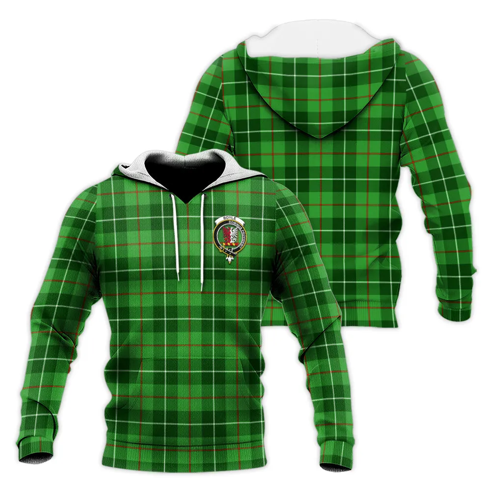 Boyle Tartan Knitted Hoodie with Family Crest