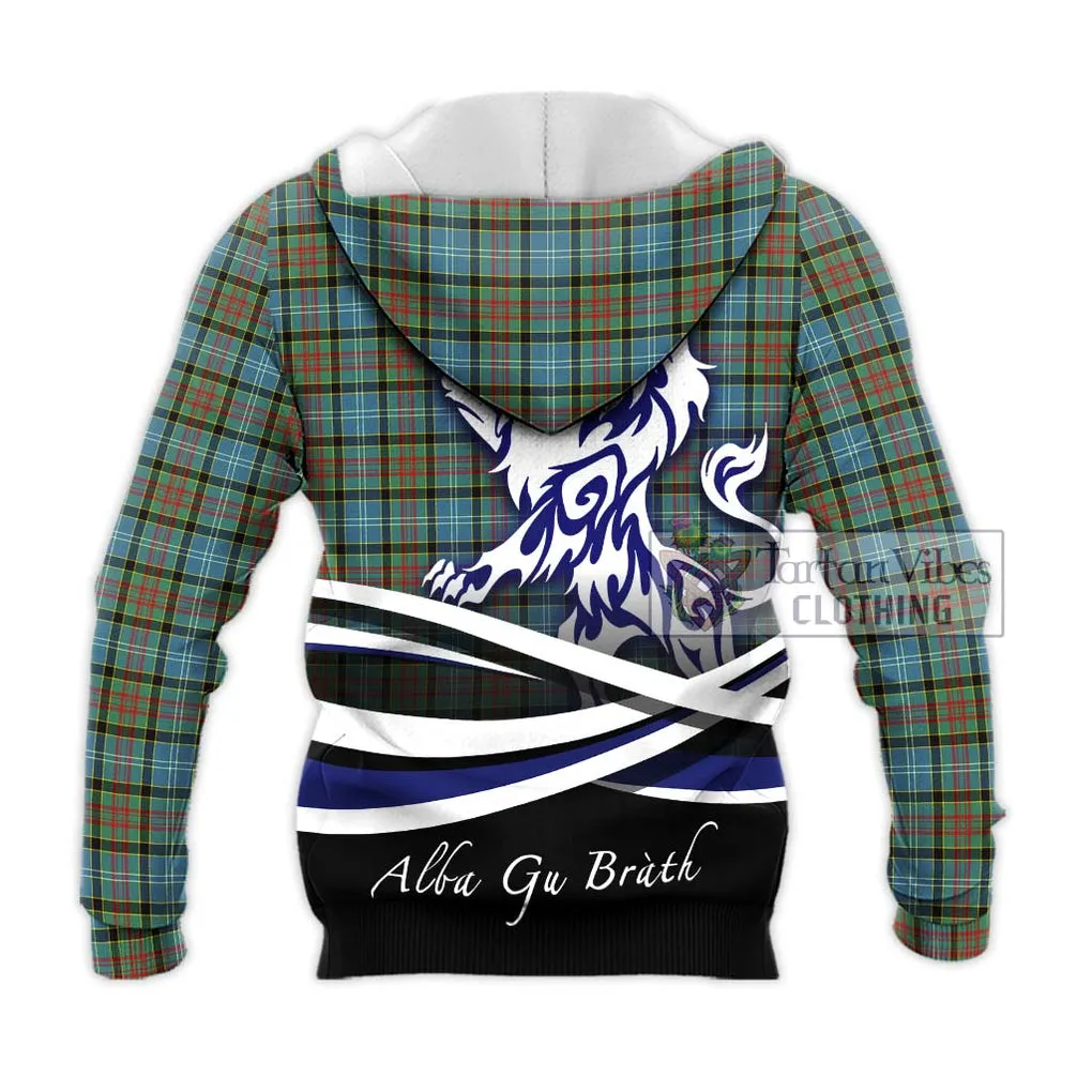 Brisbane Tartan Knitted Hoodie with Alba Gu Brath Regal Lion Emblem