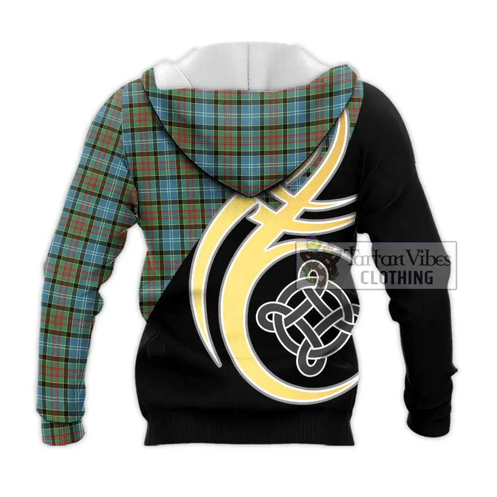 Brisbane Tartan Knitted Hoodie with Family Crest and Celtic Symbol Style