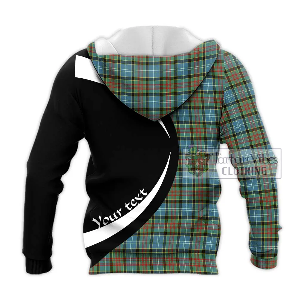 Brisbane Tartan Knitted Hoodie with Family Crest Circle Style