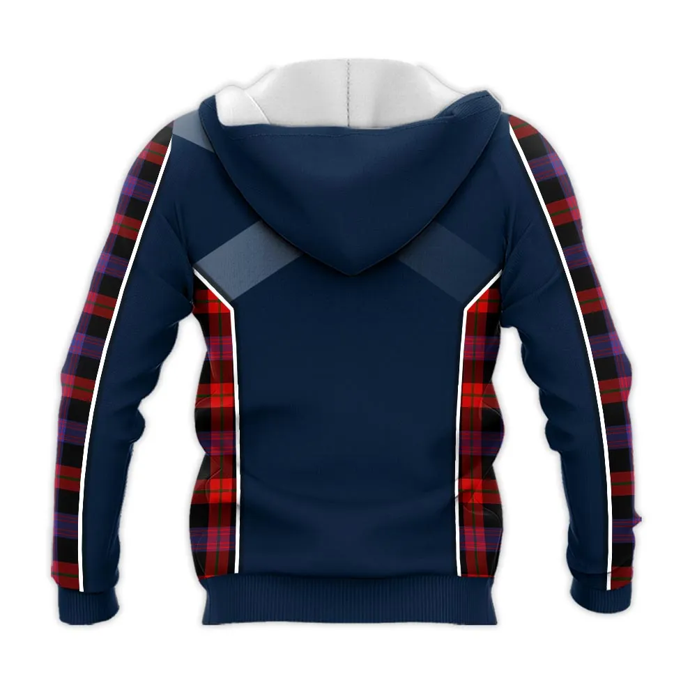 Broun Modern Tartan Knitted Hoodie with Family Crest and Scottish Thistle Vibes Sport Style