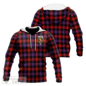 Brown (Broun) Tartan Knitted Hoodie with Family Crest