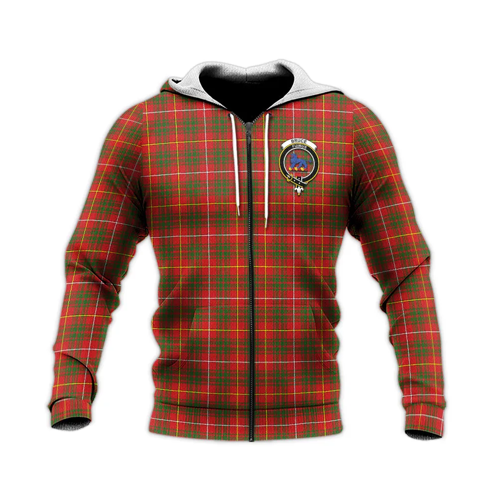 Bruce Modern Tartan Knitted Hoodie with Family Crest