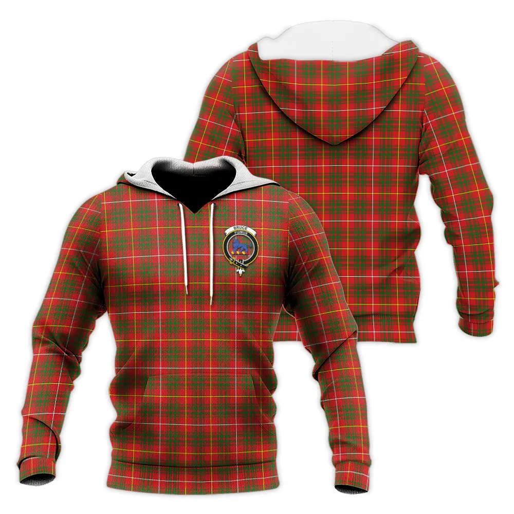 Bruce Modern Tartan Knitted Hoodie with Family Crest