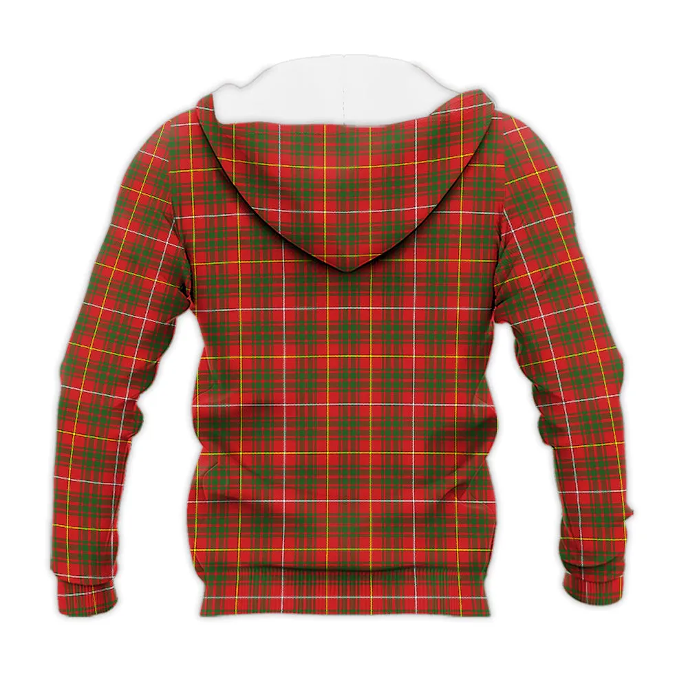 Bruce Modern Tartan Knitted Hoodie with Family Crest