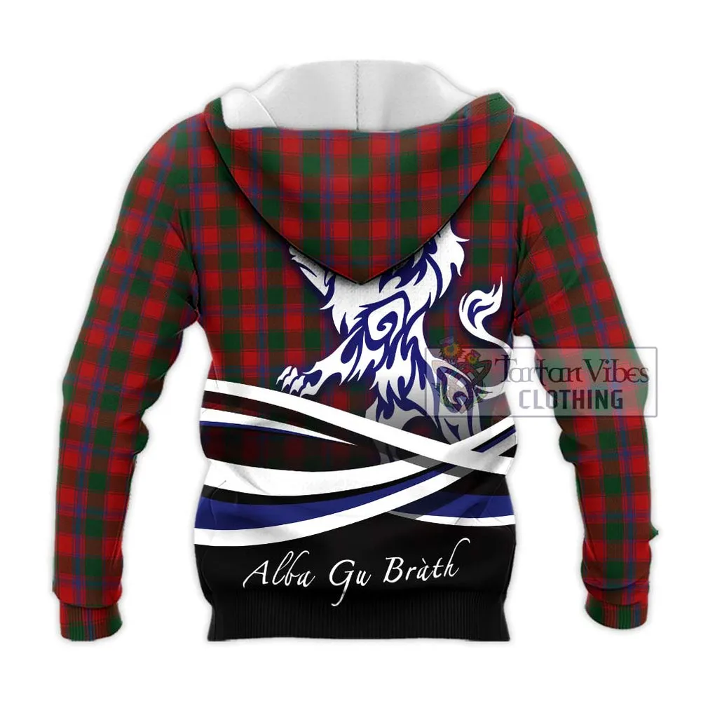 Bruce Old Tartan Knitted Hoodie with Alba Gu Brath Regal Lion Emblem