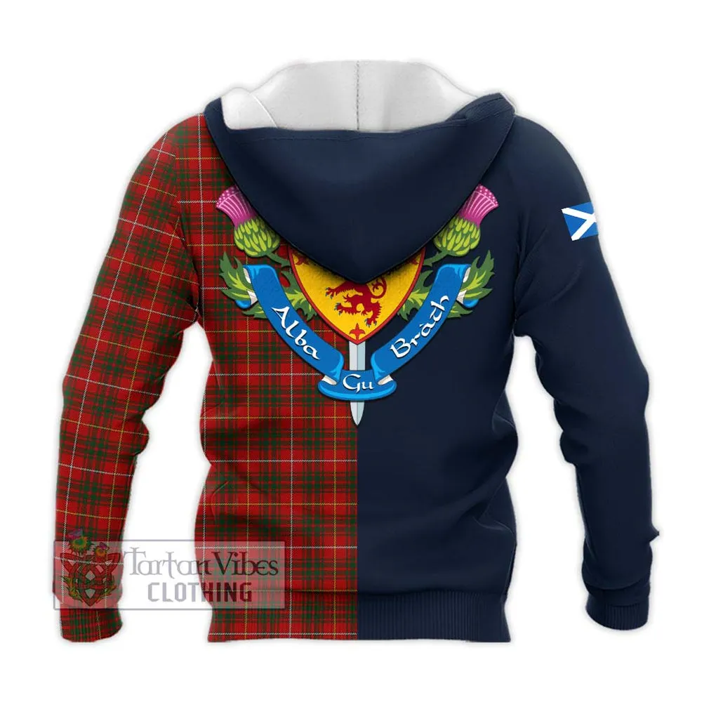 Bruce Tartan Knitted Hoodie Alba with Scottish Lion Royal Arm Half Style