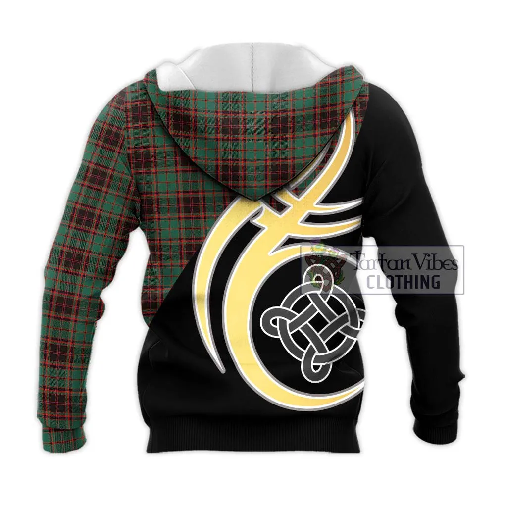 Buchan Ancient Tartan Knitted Hoodie with Family Crest and Celtic Symbol Style