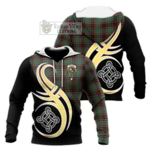 Buchan Ancient Tartan Knitted Hoodie with Family Crest and Celtic Symbol Style