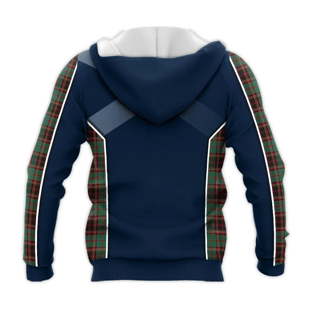 Buchan Ancient Tartan Knitted Hoodie with Family Crest and Scottish Thistle Vibes Sport Style