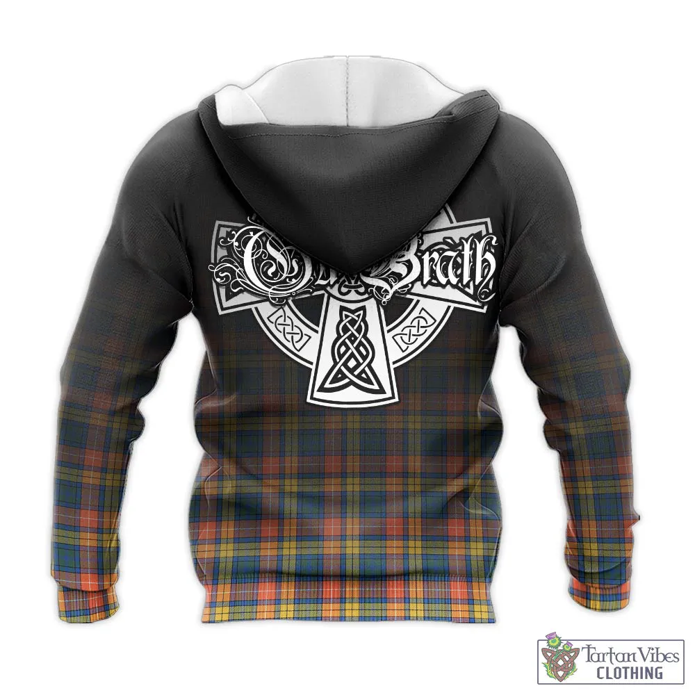 Buchanan Ancient Tartan Knitted Hoodie Featuring Alba Gu Brath Family Crest Celtic Inspired