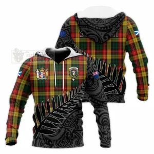 Buchanan Crest Tartan Knitted Hoodie with New Zealand Silver Fern Half Style