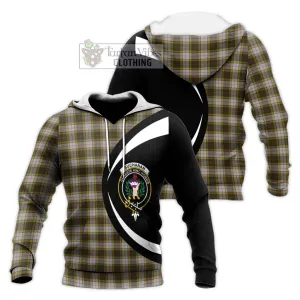 Buchanan Dress Tartan Knitted Hoodie with Family Crest Circle Style