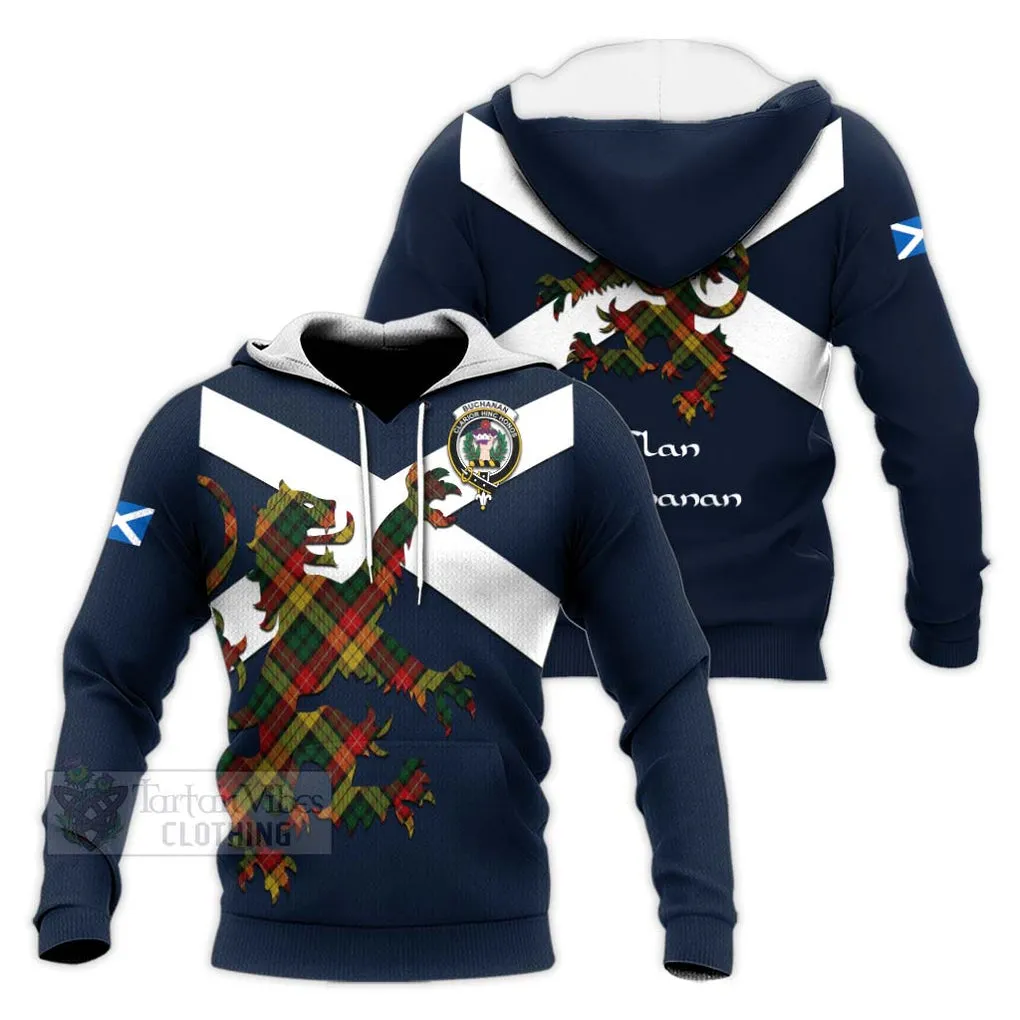 Buchanan Tartan Lion Rampant Knitted Hoodie Proudly Display Your Heritage with Alba Gu Brath and Clan Name