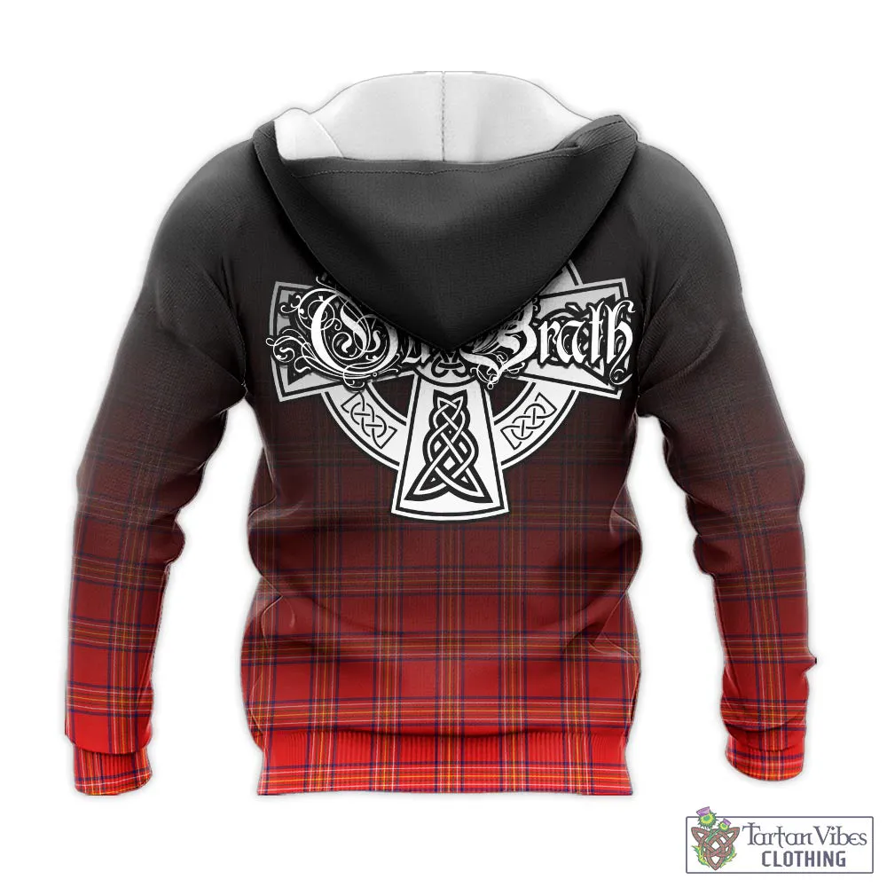 Burnett Modern Tartan Knitted Hoodie Featuring Alba Gu Brath Family Crest Celtic Inspired