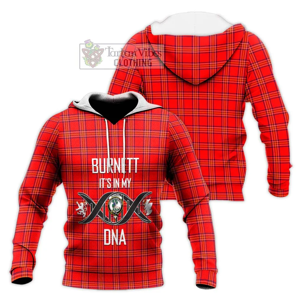 Burnett Modern Tartan Knitted Hoodie with Family Crest DNA In Me Style