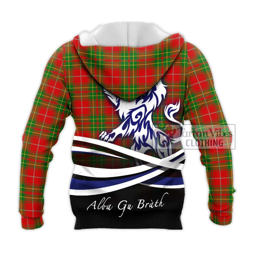 Burnett Tartan Knitted Hoodie with Alba Gu Brath Regal Lion Emblem