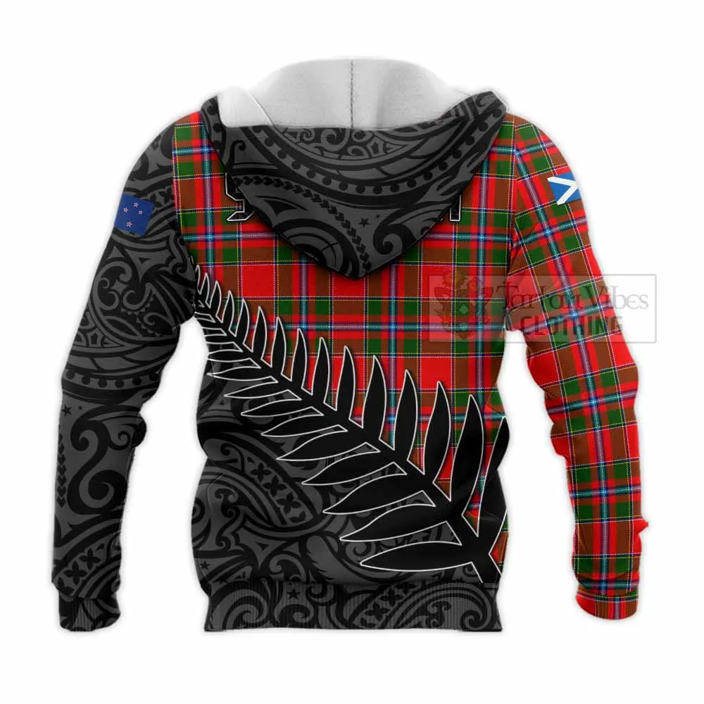 Butter Crest Tartan Knitted Hoodie with New Zealand Silver Fern Half Style