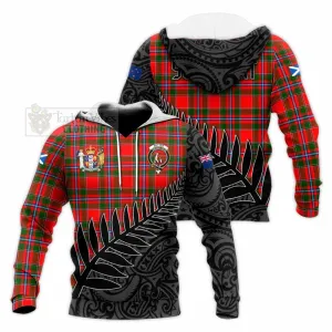 Butter Crest Tartan Knitted Hoodie with New Zealand Silver Fern Half Style