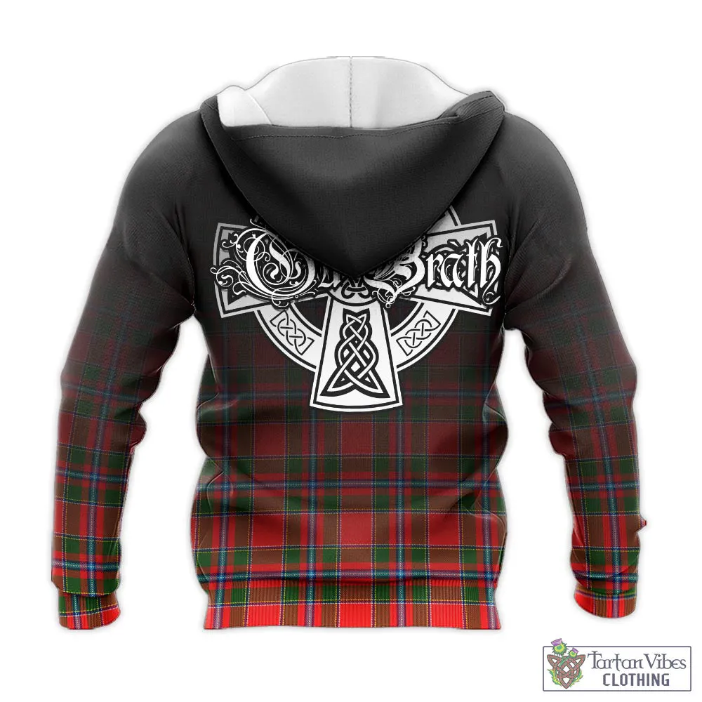 Butter Tartan Knitted Hoodie Featuring Alba Gu Brath Family Crest Celtic Inspired