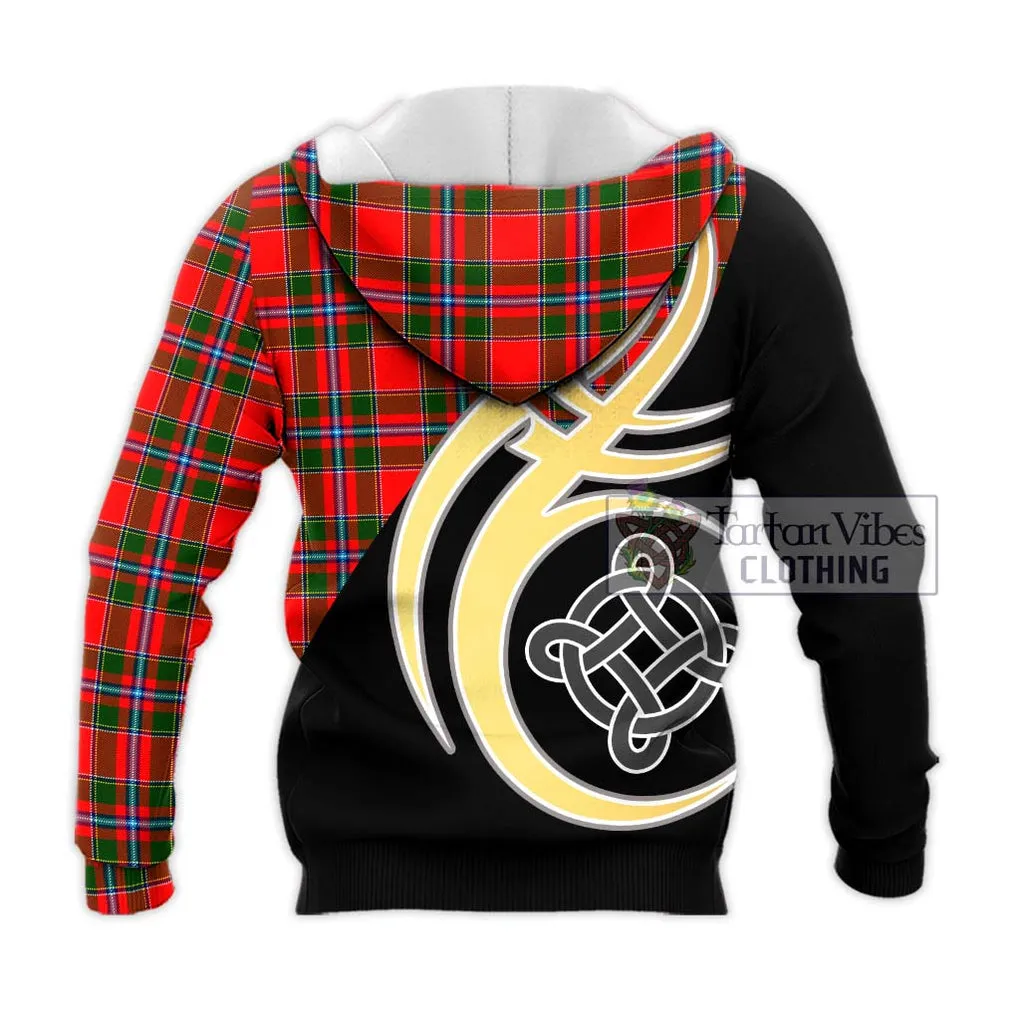 Butter Tartan Knitted Hoodie with Family Crest and Celtic Symbol Style