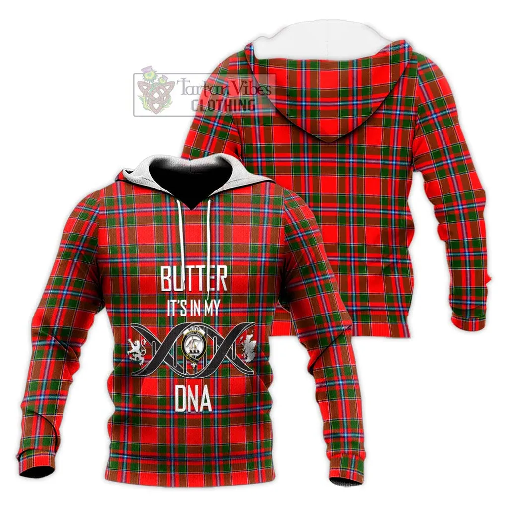 Butter Tartan Knitted Hoodie with Family Crest DNA In Me Style