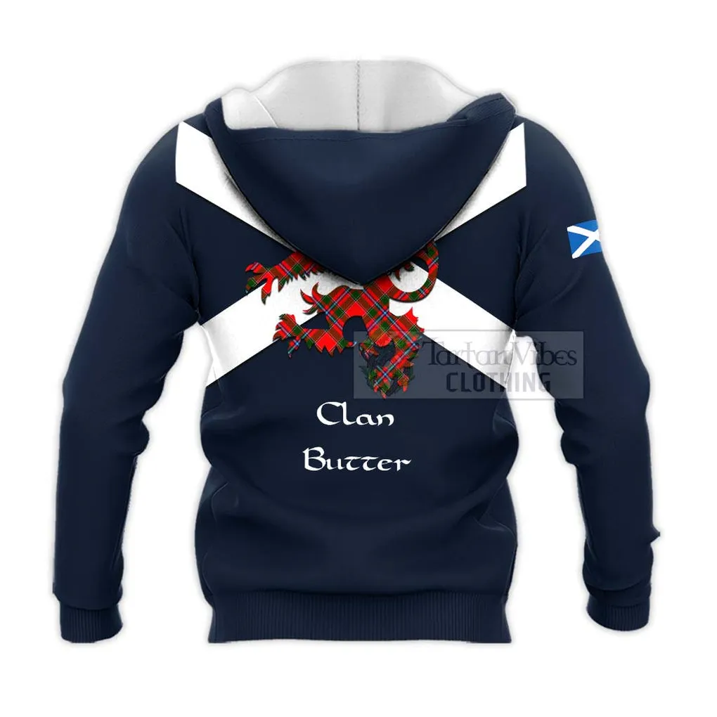 Butter Tartan Lion Rampant Knitted Hoodie Proudly Display Your Heritage with Alba Gu Brath and Clan Name