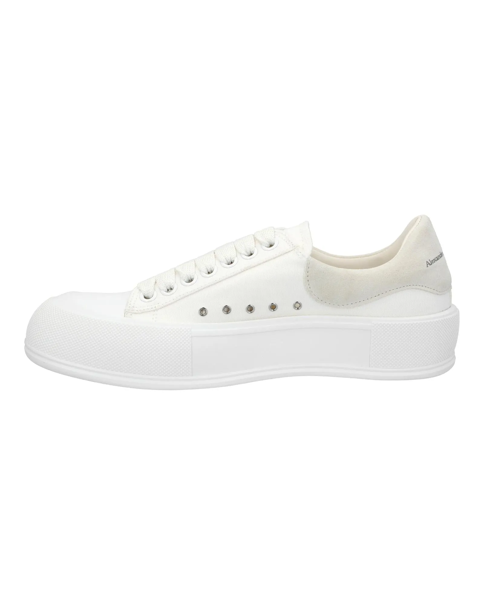 Canvas Low Top Sneakers with Suede Heel Tab and Rubber Toe