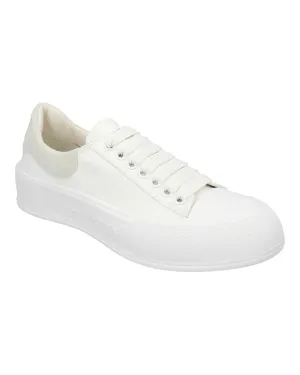 Canvas Low Top Sneakers with Suede Heel Tab and Rubber Toe