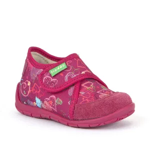 Canvas Slipper Shoe - Fuxia Hearts