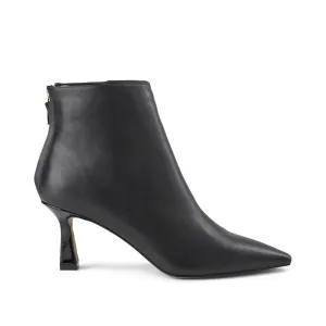 Caris Zip Leather Bootie - BLACK