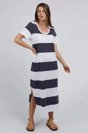 Cassie Stripe Dress in Coal