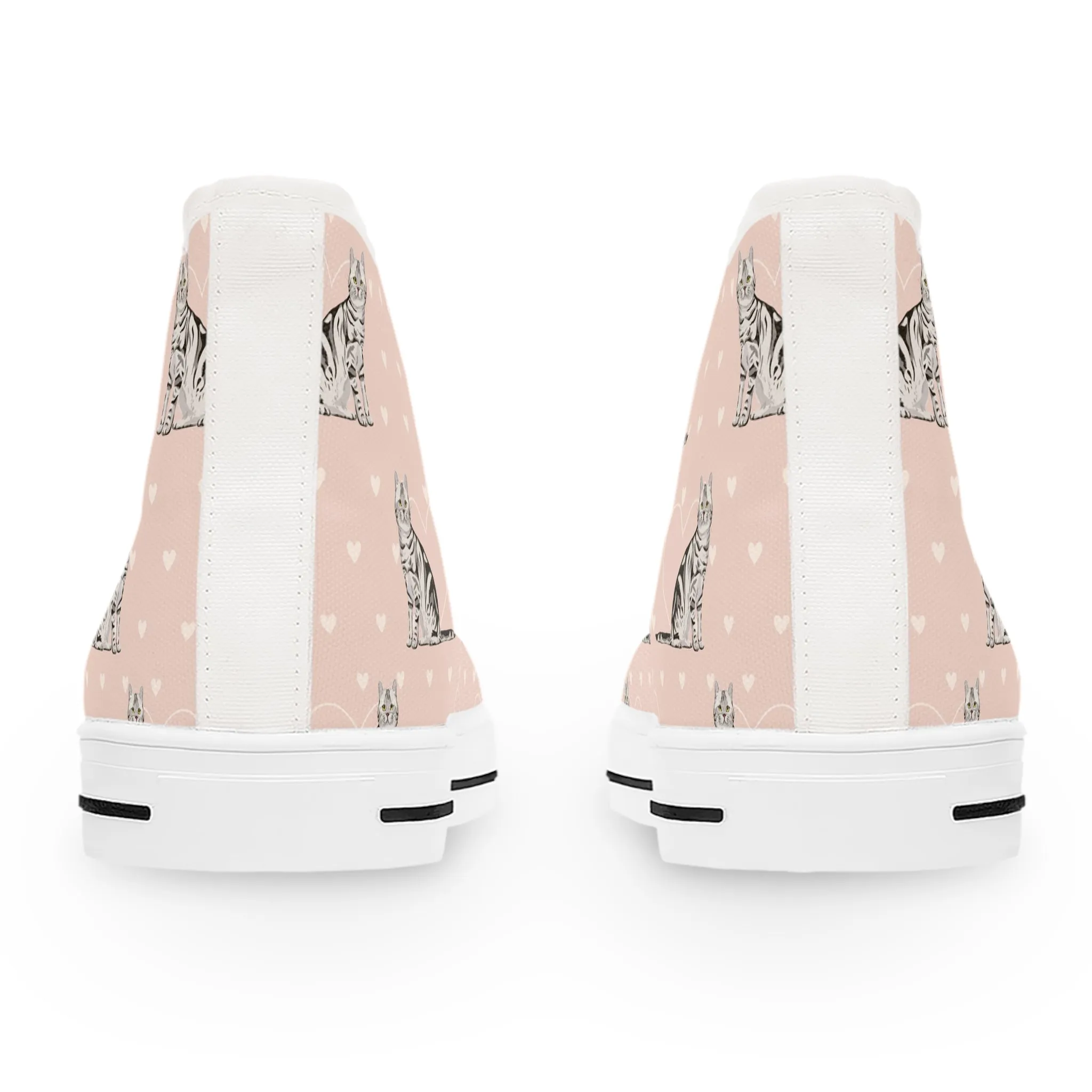 Cat on Pink Background Women's High Top Sneakers