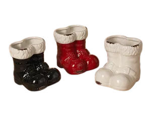 Ceramic Santa Boots Decorative Figurine, 6"