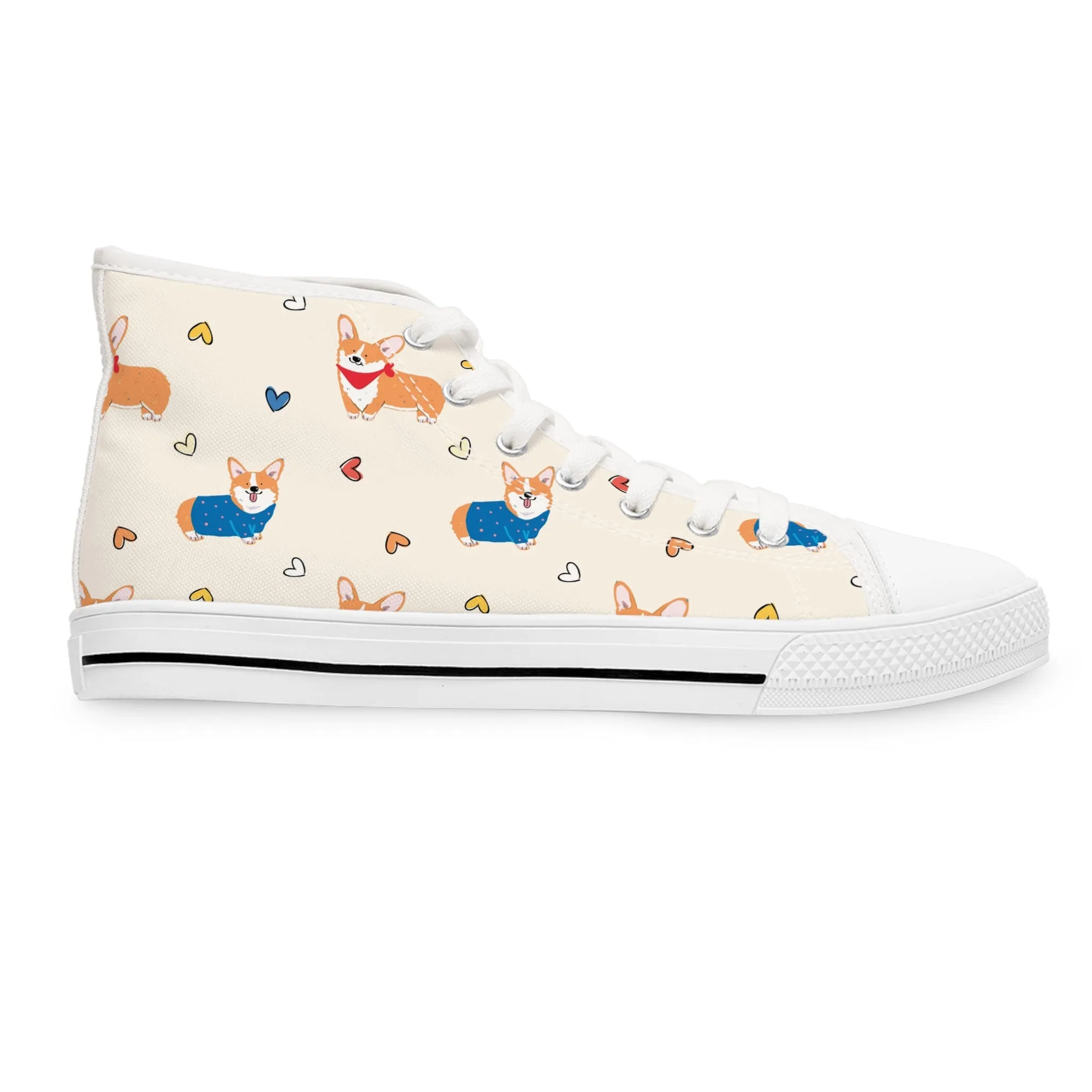 Corgi Dog with Sweater Women's High Top Sneakers