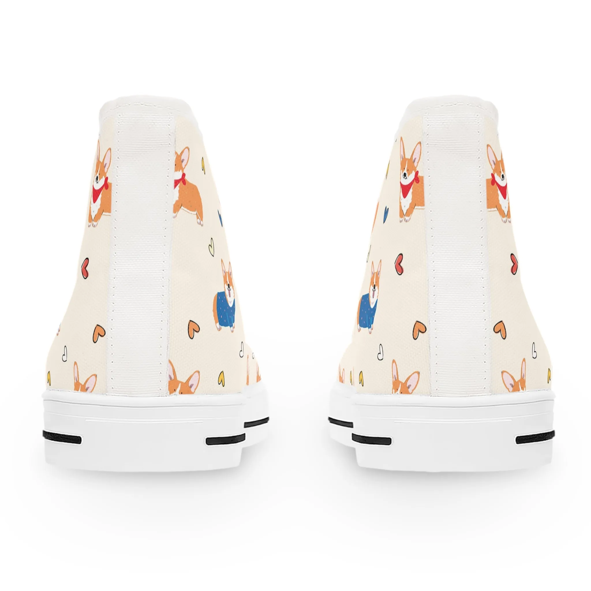 Corgi Dog with Sweater Women's High Top Sneakers